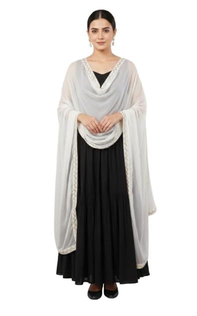 negchaar Chiffon Dupatta for Women | Soft Lightweight Festive & Casual Wear Chunni | Elegant Border Design | Perfect for Kurti, Salwar Suit & Ethnic Wear | Red Dupatta for Grils-picture-12