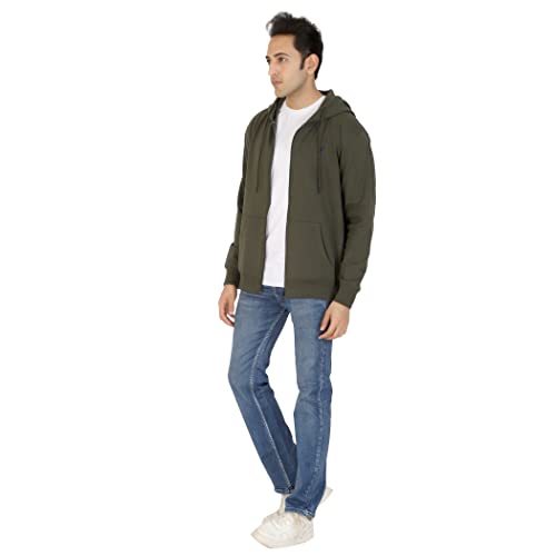 Image of D-GREEN Sweatshirt for Men Stylish Hoodie with Zipper and Full Sleeves Winter Wear