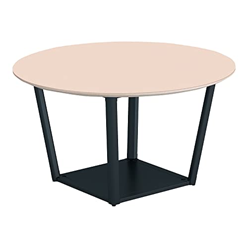 【メーカー配送・設置・組立】コクヨ ミーティングテーブル リージョン 円形 ボックス脚 ミドルローテーブル 幅120×奥行120×高さ62.4cm リノリウム天板 パウダー 脚ブラック LT-RGC12MLE6AF85