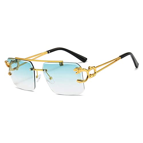 Lunettes de soleil de mode avec protection UV400 verres dégradés vert et double pont métal