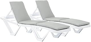 2x Grey 180cm x 50cm Sun Lounger Cushions - Replacement Outdoor Garden Patio Sunbed Chair Pad - Master Range Harbour Housewares - Cushion Only