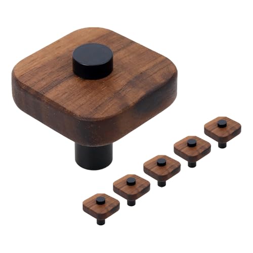 Antrader HJL202400194 Walnut Wood Cabinet Knobs,6Pcs Wood Knobs Natural Wooden Dresser Drawer Knobs Kitchen Cabinet Pulls Handles cover