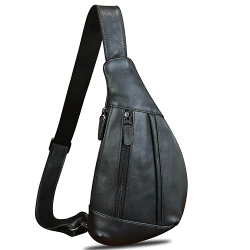 Image of Genuine Leather Sling Bag for Men and Women Vintage Real Leather Crossbody Chest Bags Backpack Purse for Travel Hiking