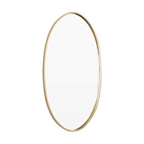 Retro mirrors for wall decor Nordic Wooden Frame Mirror Champagne Gold Oval Wall-mounted Simple Washroom Bathroom Bedroom Vanity Mirror Cover