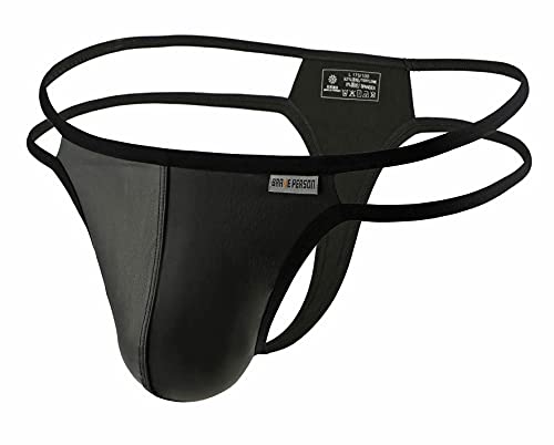 Men's Low-rise Faux Leather Thong Underwear Sexy G-Strings B1184