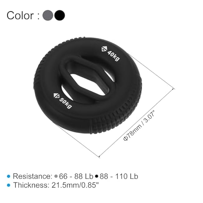 uxcell Hand Grip Strengtheners, 30-40/40-50kg Silicone Grip Strength Training for Stress Relieve & Rock Climbing, 1 Set