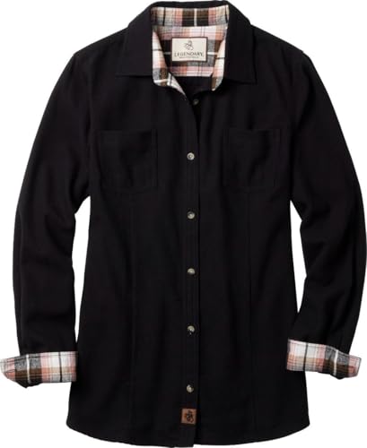 Legendary Whitetails Women's Standard Long Sleeve Plaid Flannel Button Up Shirt 100% Cotton, Black