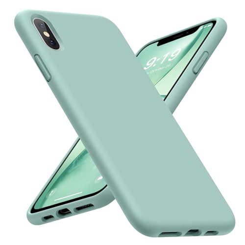 OUXUL Case for iPhone X/iPhone Xs Case Liquid Silicone Gel Rubber Phone Case,iPhone X/iPhone Xs 5.8 Inch Full Body Slim Soft Microfiber Lining Protective Case(Black)