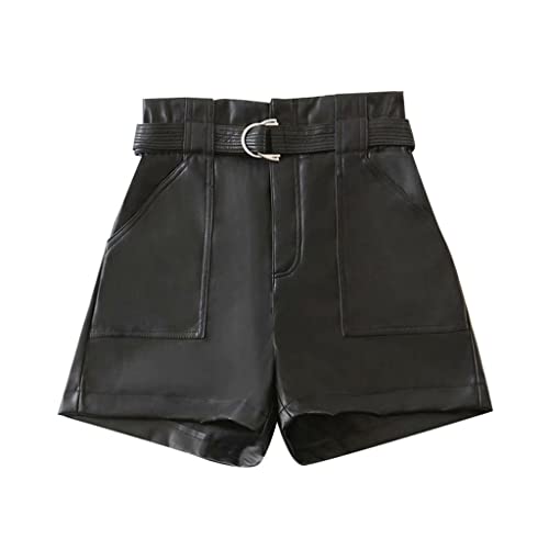 Shorts hauts à glissière chic RLKHXBS avec ceinture en faux cuir pour femme