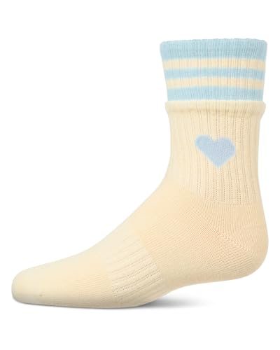 MeMoi Girl's Sport Rib Heart Crew Socks2