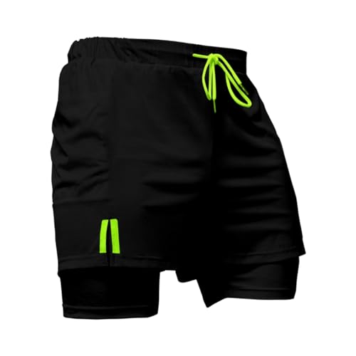 Short Treino Dry Fit Térmico 2 em 1 com Bolso para Celular e Porta-Toalha Calção Fitness Academia (B