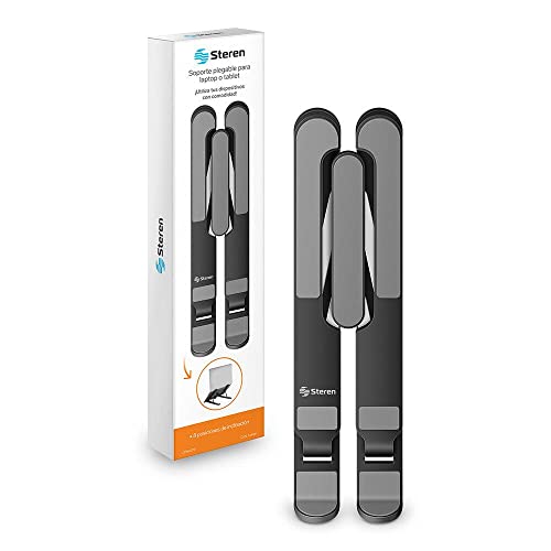 La mejor selección de soporte steren que puedes comprar esta semana. 44 STEREN COM-079 Stand para Laptop, Tableta y Celular, portátil, 8 Posiciones de inclinación, Apertura de 6 a 20 cm, con Gomas antiderrapantes