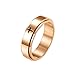 Epinki 6MM Anillo Hombre Acero, Anillo Giratorio Cruzado Oro Rosa Anillo Antiestres para Mujer Talla 22