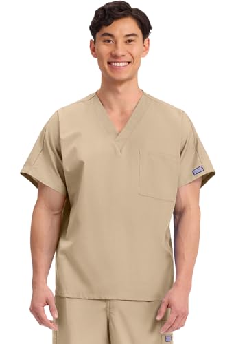 Image of Cherokee Scrubs for Women and Men Unisex V-Neck Tunic Nursing Scrub Top with Chest Pocket, Tuckable Durable Fabric - 4777 | 1 Chest Pocket For Essentials, Traditional Fit, Durable Construction, Comfortable Knit Details, Easy Care, Tuckable Style