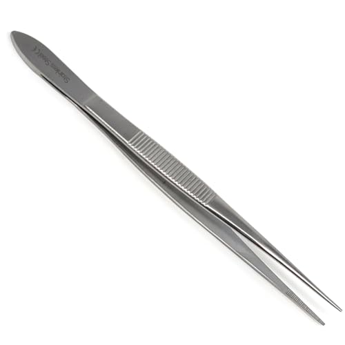 Multifunction Lab Tweezers Narrow Micro Point Fine Serrations Stainless Steel Forceps - 6