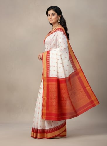 Image of NEW COLLECTION Women's Odisha Handloom Sambalpuri Pata Saree Temple Border Pasapalli Bomkai Buti Boyanika Design Saree Banarasi Soft Papa Silk Simple Ethnic Orissa Sari with Blouse Piece