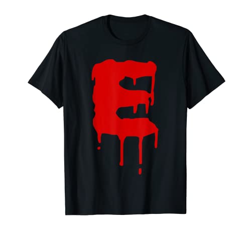 Blood Letter E Alfabeto Grupo fácil DIY Costume para Halloween Camiseta