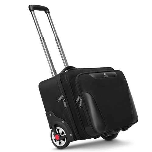 MATEIN Trolley Porta PC con Ruote 17.3 Pollici, Grande Borsa per Laptop con 2 Route per Uomo Donna, Impermeabile Pilotina Trolley, Valigetta con Rotelle per Viaggio Ufficio Lavoro Scuola, Nero
