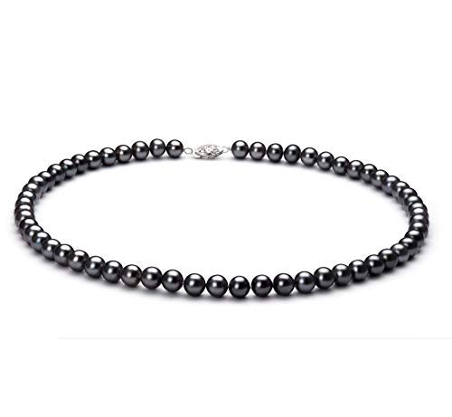 Black 6-7mm AA Quality Freshwater 925 Sterling Silver Cultured Pearl Set For Women2