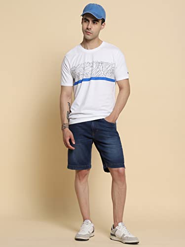 Image of Dennis Lingo - Men's Peach Polycotton Printed Regular Fit T-Shirt