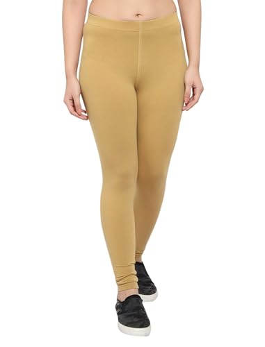 Image of Women's Cotton Skinny Leggings with Ankle Length Solid Pattern Mid Rise and Elastic Closure | Cotton Skinny Leggings for Womens