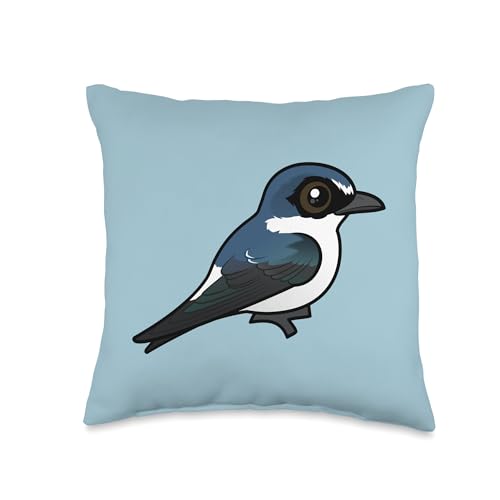 Cute Cartoon White-rumped Swallow Birdorable Bird Species Throw Pillow