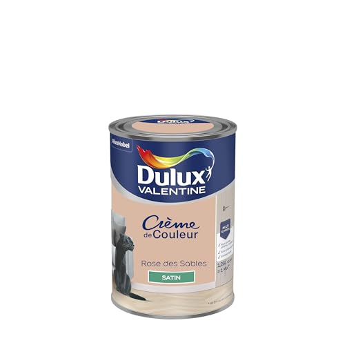 Dulux Valentine Crème de Couleur - Peinture multi-supports intérieure - Satin Rose des Sables 1,25 L