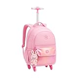 Mochila Escolar Rodinha 360° Meninas Infantil Espaçosa e Resistente (Rosa)