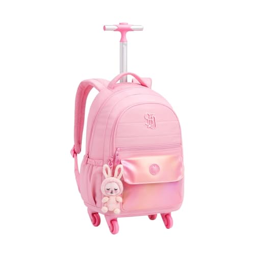 Mochila Escolar Rodinha 360° Meninas Infantil Espaçosa e Resistente (Rosa)