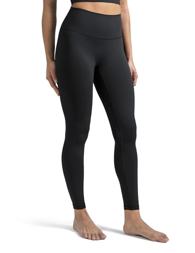 Colorfulkoala Dreamlux No Front Seam Leggings for Women 25' Inseam, High Waisted Buttery Soft 7/8 Yoga Pants (S, Black)