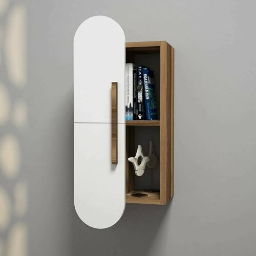 Étagère murale haut de gamme Aquilae finition noyer et blanc mat - 2