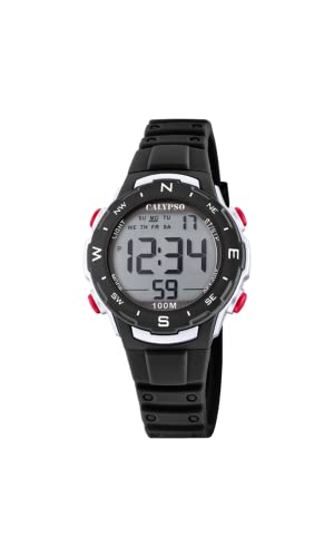 Reloj digital infantil niño niña Calypso deportivo sumergible correa caucho negro