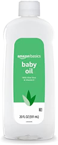 Amazon Basics Baby Oil with Aloe Vera & Vitamin E, Helps Prevent Moisture Loss, 20 Fl Oz (Pack of 1) (Previously Solimo)
