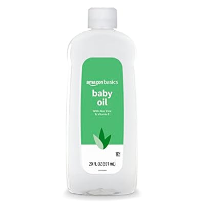 Amazon Basics Baby Oil with Aloe Vera & Vitamin E, Helps Prevent Moisture Loss, 20 Fl Oz (Pack of 1) (Previously Solimo)