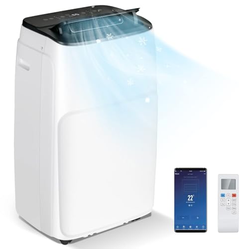 RELAX4LIFE Climatizzatore Portatile 14000BTU 5 in 1 con Riscaldamento/Raffreddamento/Ventola, Deumidificazione/Modalità Sleep e Timer 24H, WIFI APP&Telecomando, Classe A, R290 GMCC
