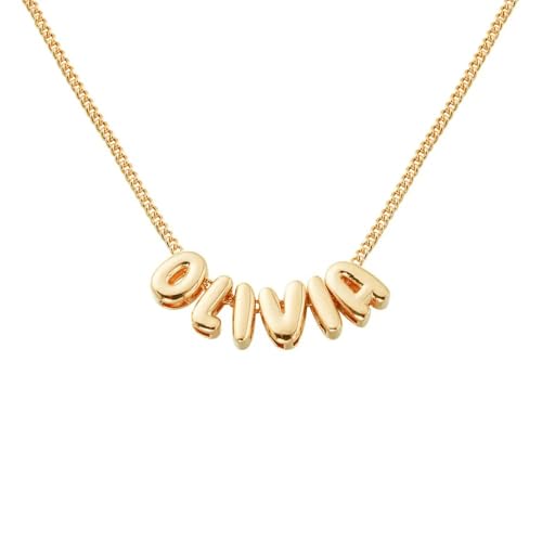 Personalized Bubble Name Necklace, 3D Letter Necklace Gold Plated, Dainty Custom Initial Necklace, Jewelry Gift for Women Girlfriend, Christmas Mother's Day