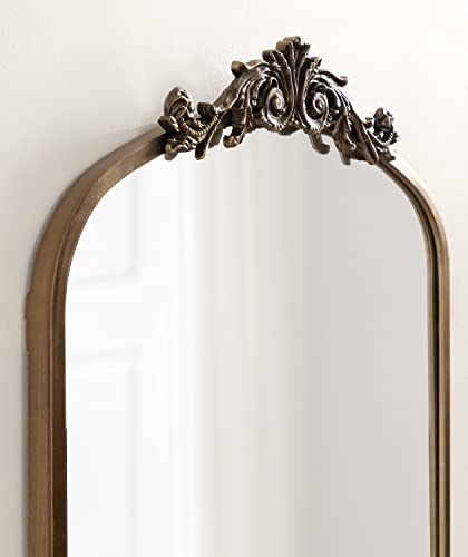Image of Kate and Laurel Arendahl Glam Arched Tall Panel Mirror; 24 x 42; Gold; Traditional Baroque Large Body Wall Mirror with Ornate Garland Inspired Crown