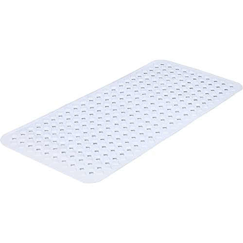 TranquilBeauty - Tapis de Bain antidérapant - Diamant Blanc 88x40cm avec ventouses - Anti-moisissure, Lavable en Machine, sans Latex - Tapis de Baignoire Cover