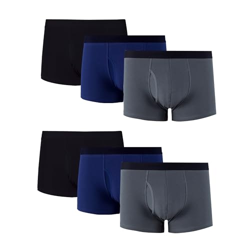 Mens Pouch Support Boxer Briefs Underwear Tagless Trunks Underwear for Men with Coolzone Fly, Low-Rise Briefs