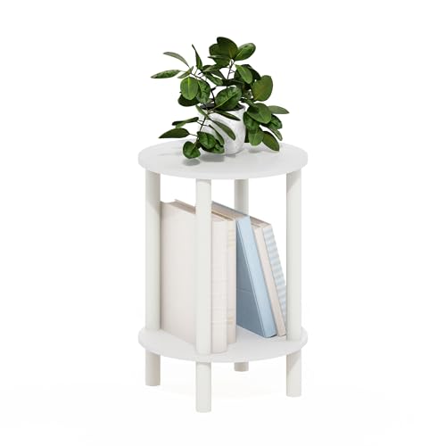 Furinno Turn-N-Tube Toolless 2-Tier Round Side Table, White - image 3