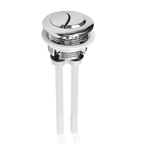 Dual Toilet Flush Buttons Replacement Toilet Push Button Flush Replacement for Toilet Closestool Cistern Replacement Accessories (Silver 3.8CM)