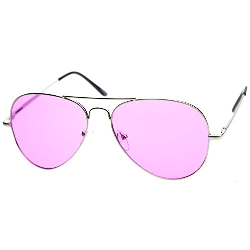 zeroUV Colorful Premium Silver Metal Aviator Glasses with Color Lens Sunglasses2