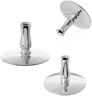 NKlaus 3x Candle Holder Brass nickel plated Candle Holder Thin Altar Candles Ritual Candles Beeswax Candles up to Ø6,7mm Candlestick Wedding 6733