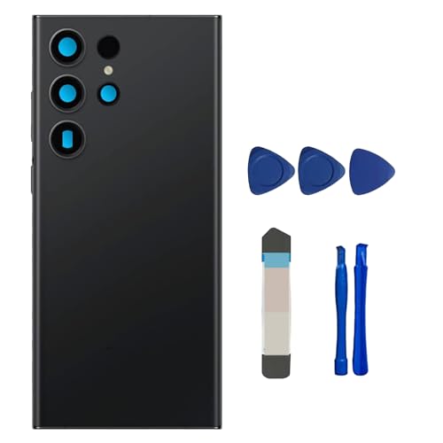 Galaxy Black S23 Ultra Back Glass Replacement for Samsung Galaxy S23 Ultra 5G Back Glass Cover with Pre-Installed Camera Lens and Adhesive + Repair Tool Kits