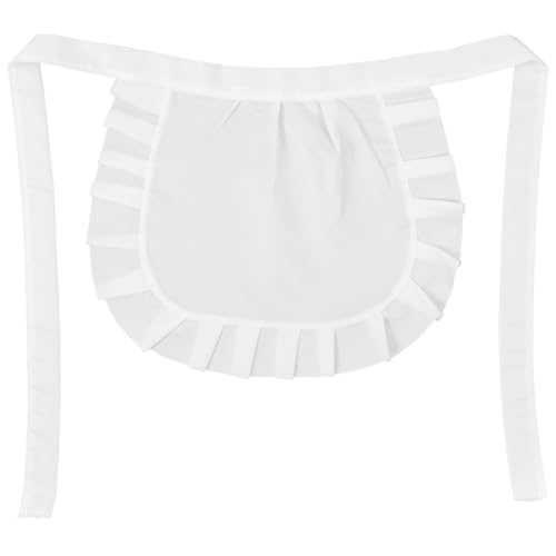 Grevosea Demi-tablier blanc à volants pour femme et fille - Demi-tablier de costumade, accessoire...