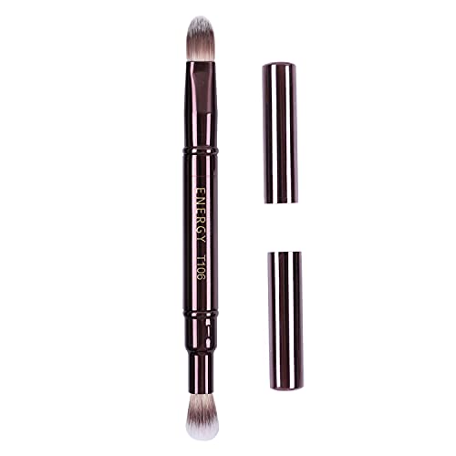 ENERGY Dual Airbrush Concealer Brush #2 Double-Ended 2-in-1 Eye Concealer Brush for Liquid Cream Foundation Concealer Powder Eyeshadow Blending- Buff Away Imperfections Retractable Eye Makeup Brushes