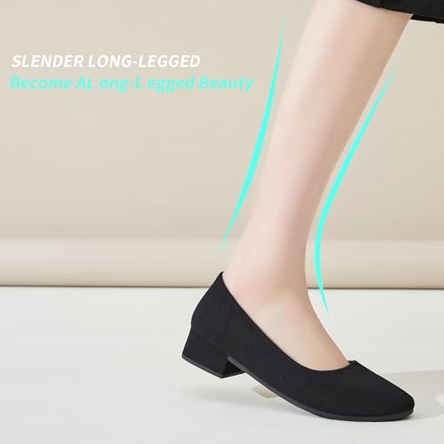 ALTOCIS Women’s Low Block Chunky Heels Pumps Ladies Elegant Closed Round Toe Pumps Shoes Low Platform Office Pumps Shoes3