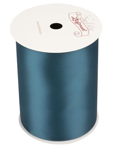 Zofrud Teal Satin Ribbon 100mm x 9 Meters - Large Ribbon Ideal for Bows, Gift Wrapping, Flower Bouquet, and Crafts - Image 2