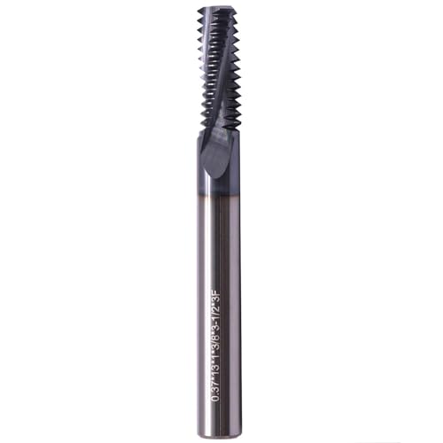 Image of 1 /2-13 UN Solid Carbide Thread Mill - AlCrN Coated, 3 Helical Flute | Thread end Mill, .370 inch Cutting Diameter, 3 /8 inch Shank Diameter, 13 Pitch Length of Cut(1.00), 3-1 /2 inch Overall Length