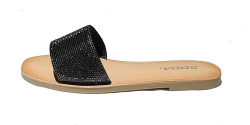 Soda JUSTICE ~ Women Casual Rhinestones Crystal Jewel Comfort Flip Flop Fashion Slide Flat Sandals3